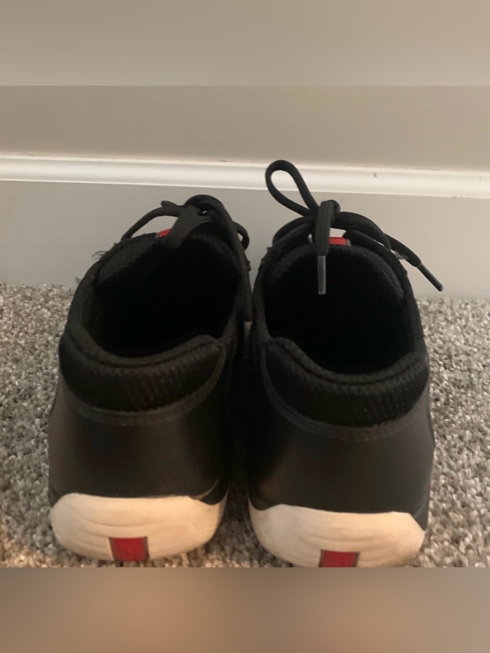 Prada Women's Americas Cup Black Sneakers with White Sole and Red Accent - Picture 3 of 6